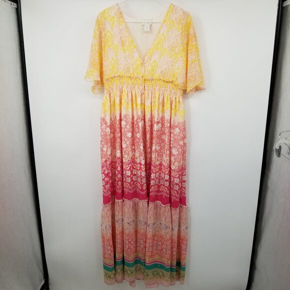 House of Harlow 1960 Ruffled Tiered Floral Maxi Dress Small Boho Festival Resort - Picture 3 of 13